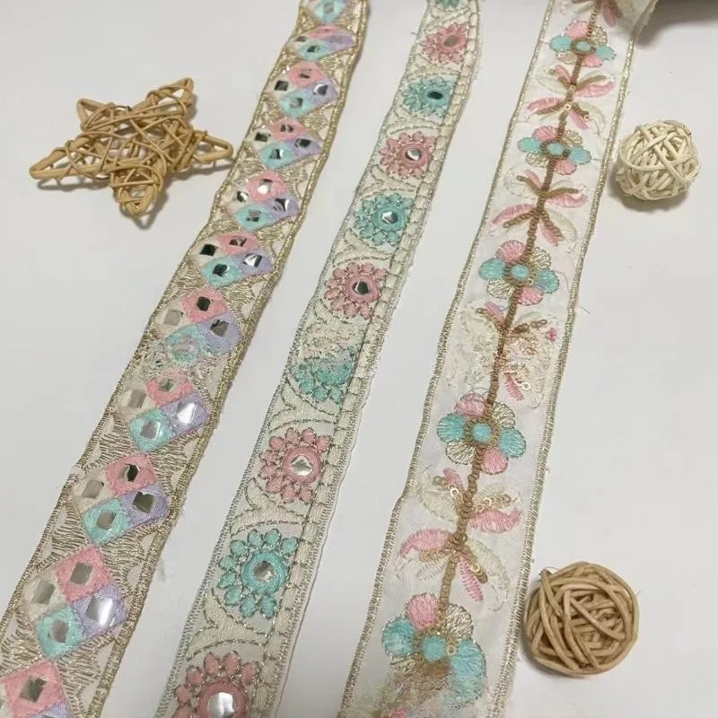 

1 ярдов вышивка кружевная Лента отделка Ткань DIY швейная одежда платье Свадебные украшения Аксессуары