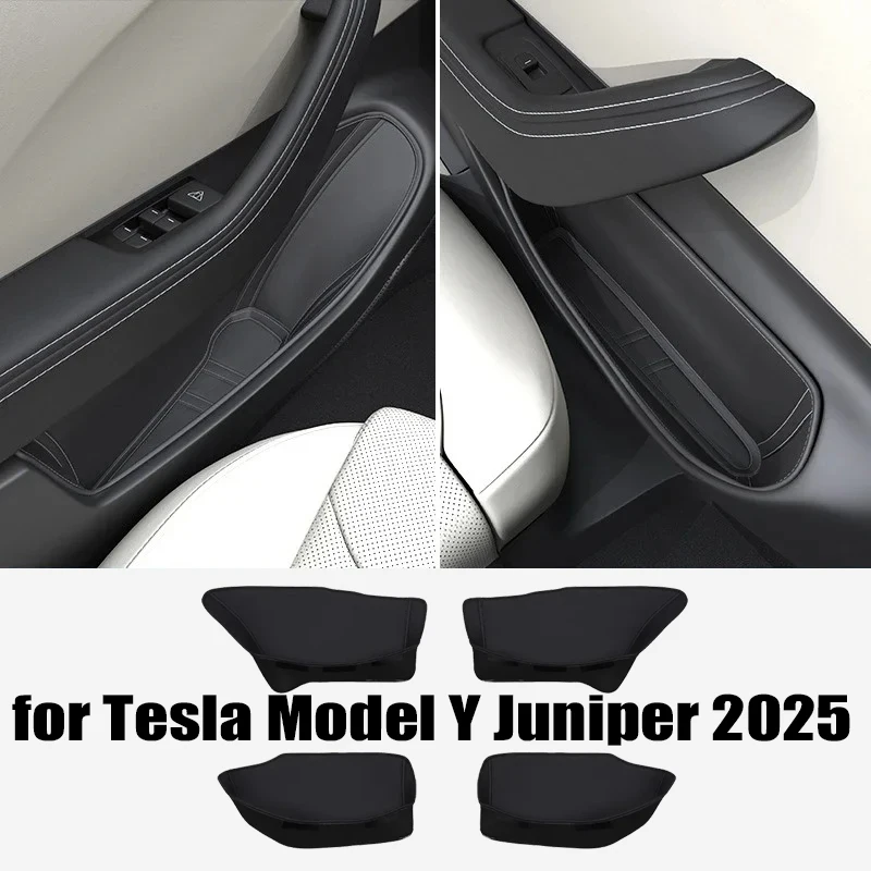 

For Tesla Model Y Juniper 2025 Car Door Storage Pocket Nappa Leather Storage Box Door Handle Armrest Tray Organizer Accessories