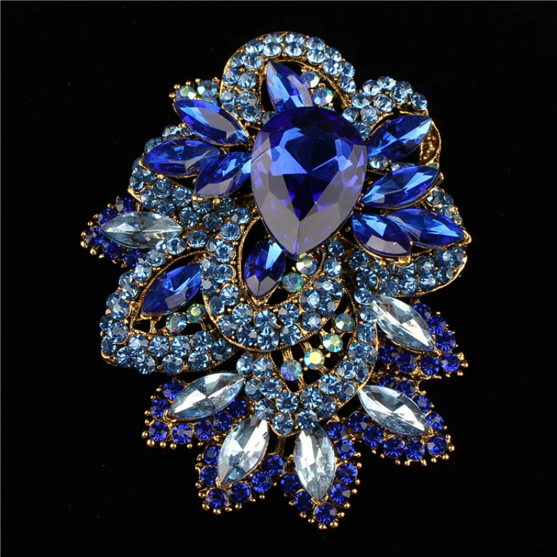 SKEDS Luxury Large Rhinestone Big Brooches Pins For Women Shiny Boutique Decoration Badges Party Banquet Dress Pin Brooch Gift