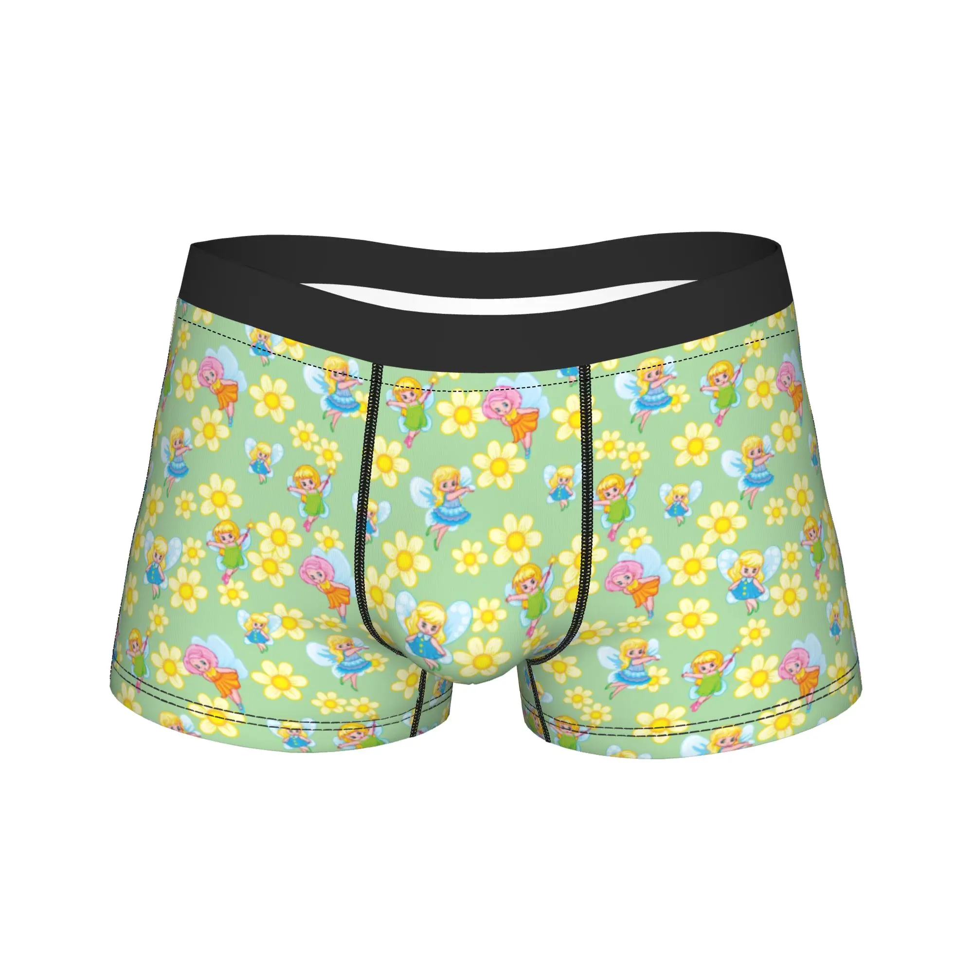 Fairy Flowers Cartoon Underwear  Male Panties Custom Comfortable Trunk High Quality Boxer Brief Big Size 2XL