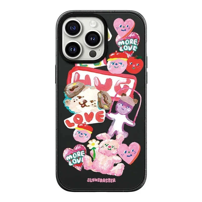 

Cartoon Cat Dog Doll Black Frosted Phone Case Cover for IPhone 13 14 15 Pro Max Case