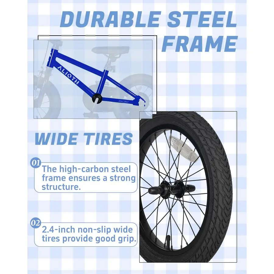Bicicletta stile BMX per bambini da 14 16 20 pollici con ruote da allenamento per bambini di 214 anni Ragazzi Ragazze Freno sottobicchiere Colore multiplo