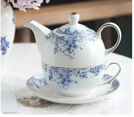 Classical Blue and white Daisy Tea cup set English Flower Teapot Home Ceramic Cup and Saucer Phnom Penh Afternoon Teaware Set