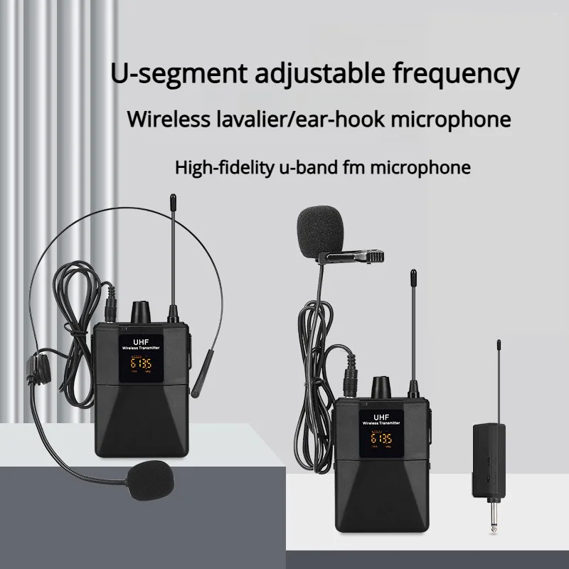 Frequency Wireless Head-Mounted Lapel Microphone Body-Type Transmitter With A Receiver And An LED Digital Display Screen image 2