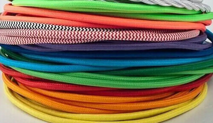 8M 2*0.75 Edison Textile Cable Fabric Wire Chandelier Pendant Lamp Wires Braided Cloth Electrical Cable Vintage Lamp Cord BLACK