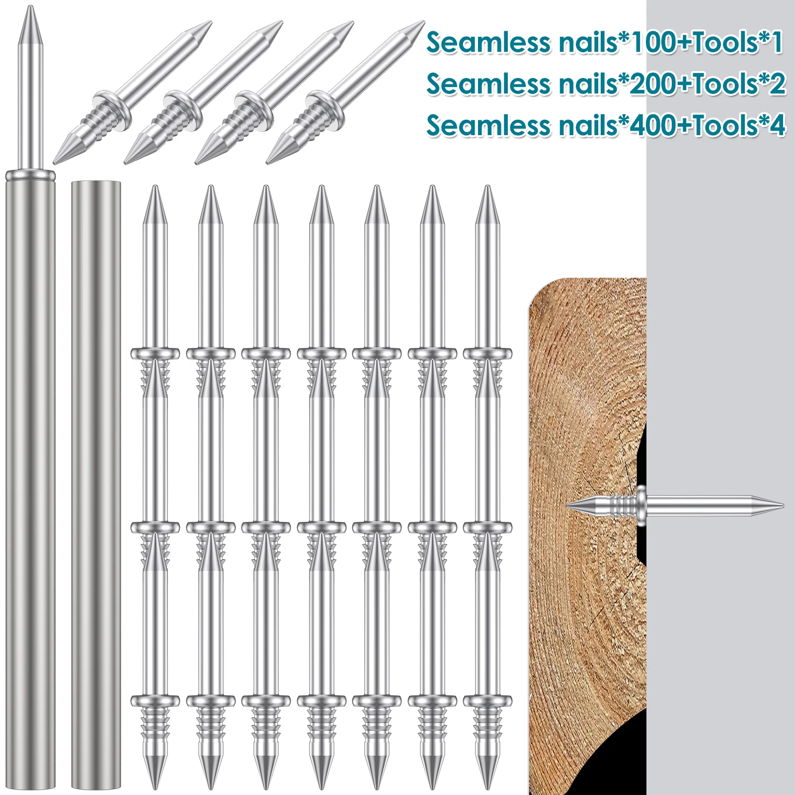 400/100pcs Double-Head Invisible Nails Wood Nail Fastener Skirting Thread Seamless Nail Metal Skirting Line Without Marks Nail