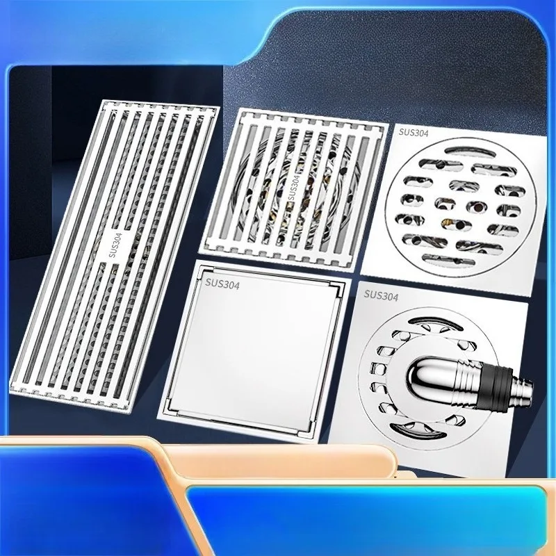 Gun Gray All Copper Core 304 Stainless Steel Sewer, Bathroom Shower, Washing Machine, Anti Odor and Insect Floor Drain