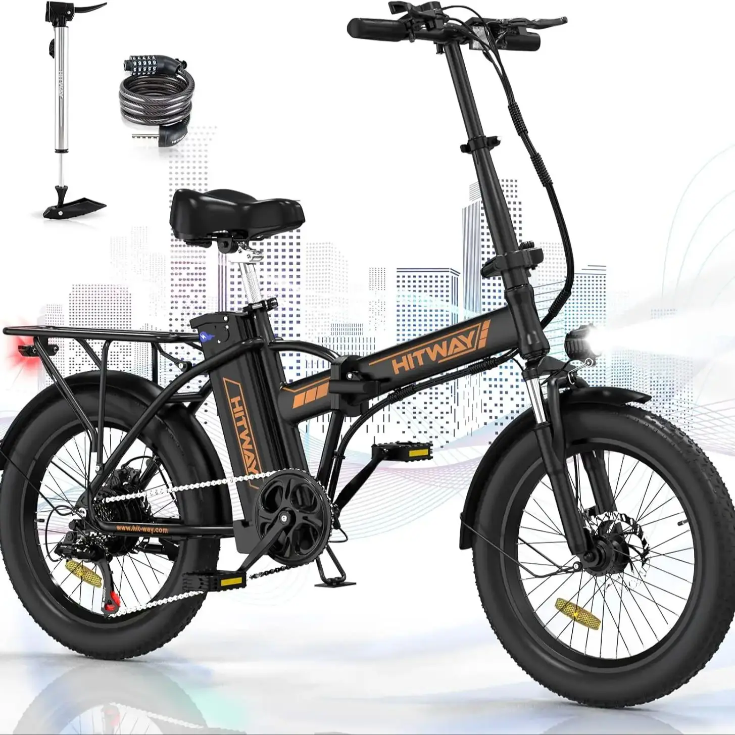 AliExpress HITWAY Electric Bike for Adults, 20" Fat Tire E Bike 250W Electric Bicycles, Folding Electric Bike,