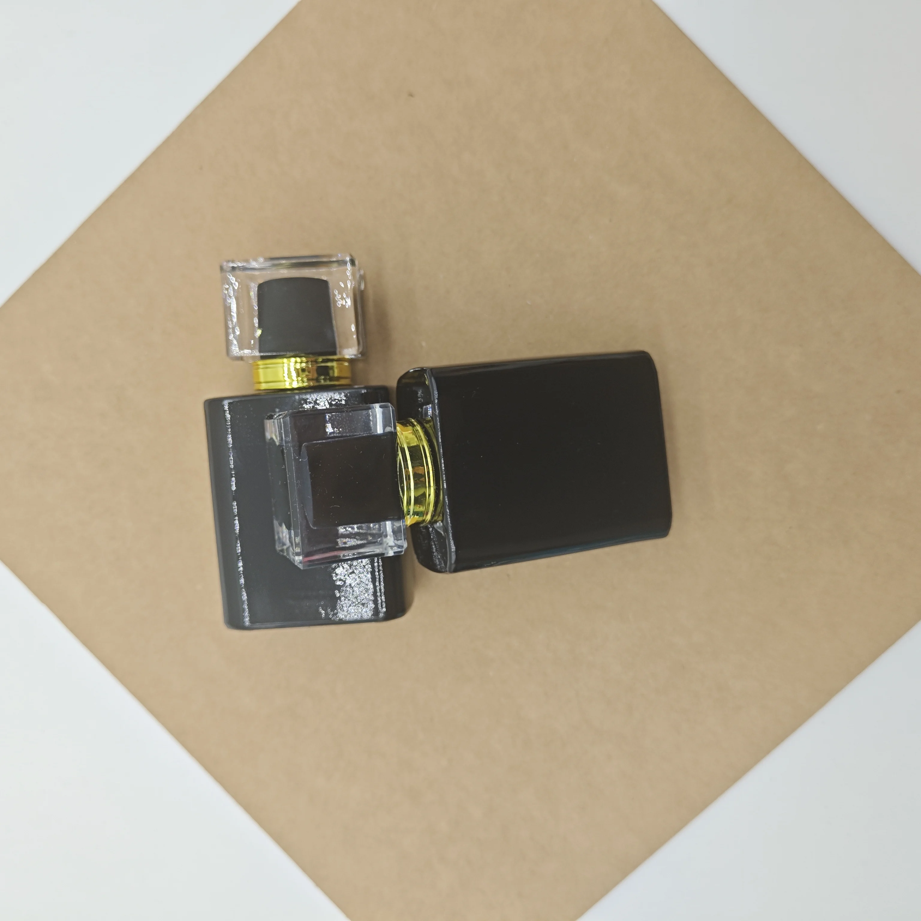 

2Pc 50ml Shiny Black Perfume Refill Bottles, Luxurious Rectangular Shiny Black Glass Refill Bottles