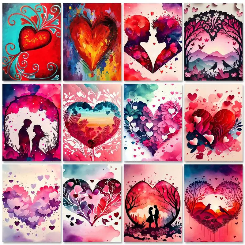 

RUOPOTY Painting By Numbers For Adults Kits Heart Picture On Numbers Valentine's Day Diy Gift Handmade Unique Gift Wall Art Deco