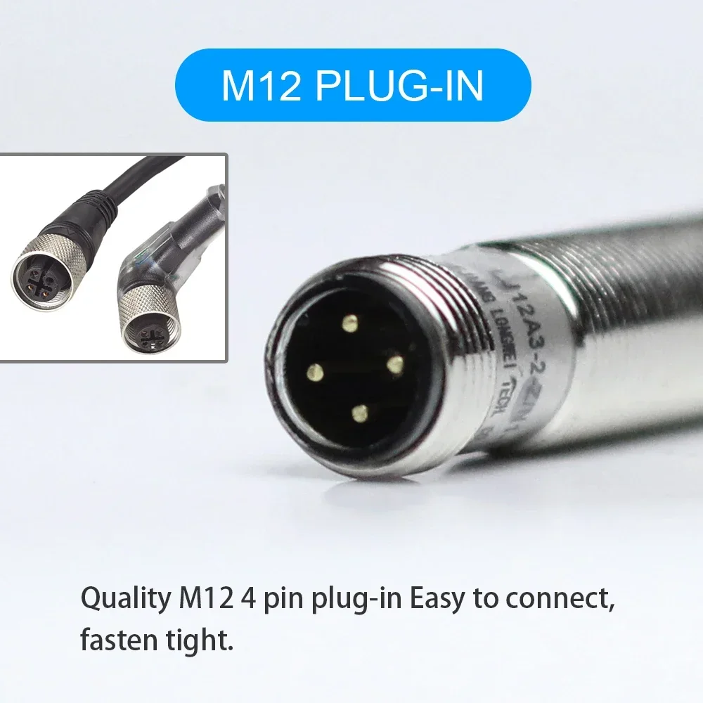 4-pin Plug-in Inductive Proximity Sensor M12 Detect Metal NPN PNP NO NC NO+NC Sensor Switch Sn:2/4mm 6-36VDC 90-250VAC