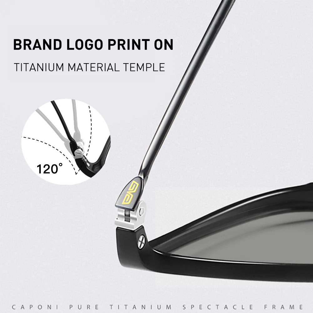 CAPONI Polarized Sunglass Men Outdoor Photochromic UV400 Protection Lightweight TR Eyewear Shades Sunglasses women Design BS520