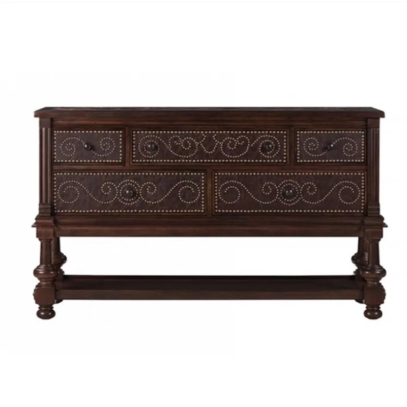

American retro oak, rural idyllic living room wall cabinet French light luxury all solid wood porch cabinet