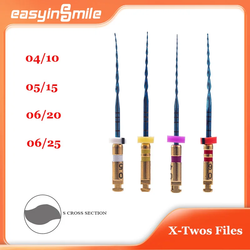 

4PCS/PACK Easyinsmile Niti Engine File X-TWO S Endo Rotary Files X-T25 Endodontic Root Canal File 25MM 325RPM