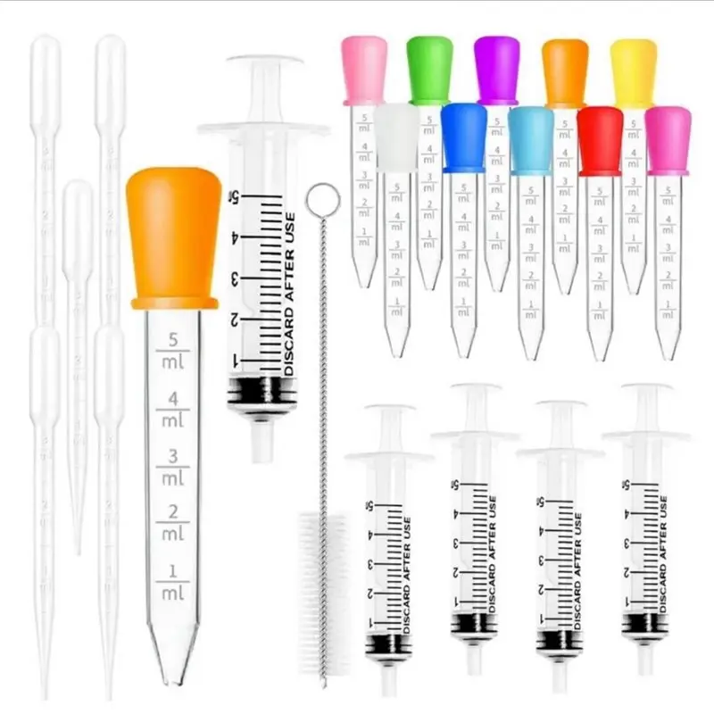 IALJ-5Ml Liquid Pipettes Droppers With Silicone Bulb Tip & Brush For Kids Medicine, Candy Mold,Bear, Crafts