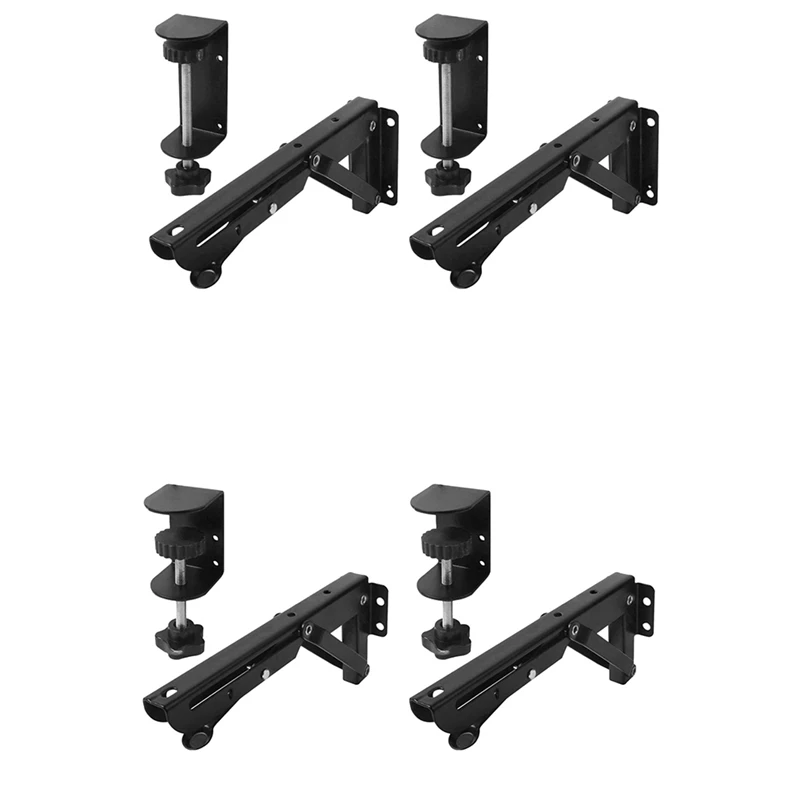 

2Pcs Under Desk Keyboard Tray Foldable Brackets With Clamp Easy To Install Adjustable Desktop Extension Shelf
