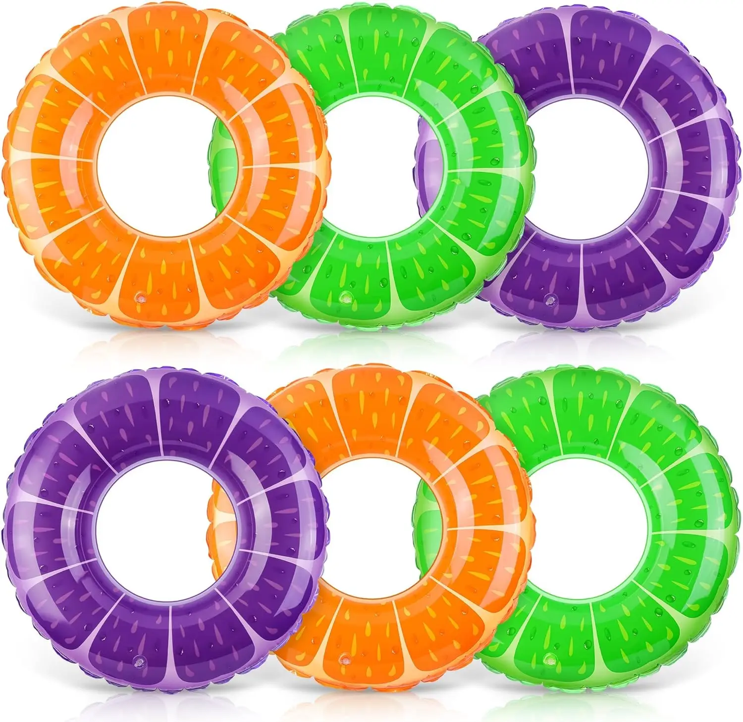 

Fruit-Themed Swim Rings with Orange/Grape/Lemon Designs Inflatable Pool Floats for Summer Outdoor Beach Party
