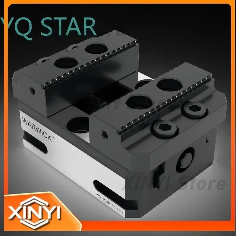 Compact Self-Centering Vise for KSF75-100 CNC 5-Axis Machining with Thick Serrated Steel Jaws 75 mm 3 Inch Industrial