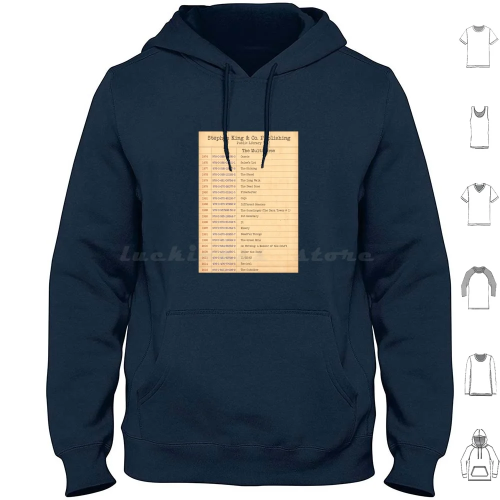 Stephen King Publishing Library Card Sudaderas con capucha Manga larga Stephen King Horror Carrie Salems Lote Night Shift The Stand