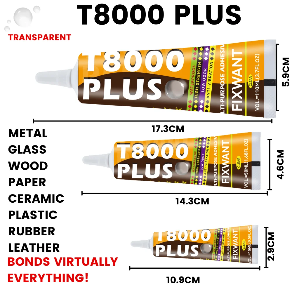 T8000 PLUS Phone Repair Glue - Clear Strong Bond for Screens, Watches, Electronics - Waterproof & Flexible Adhesive Solution
