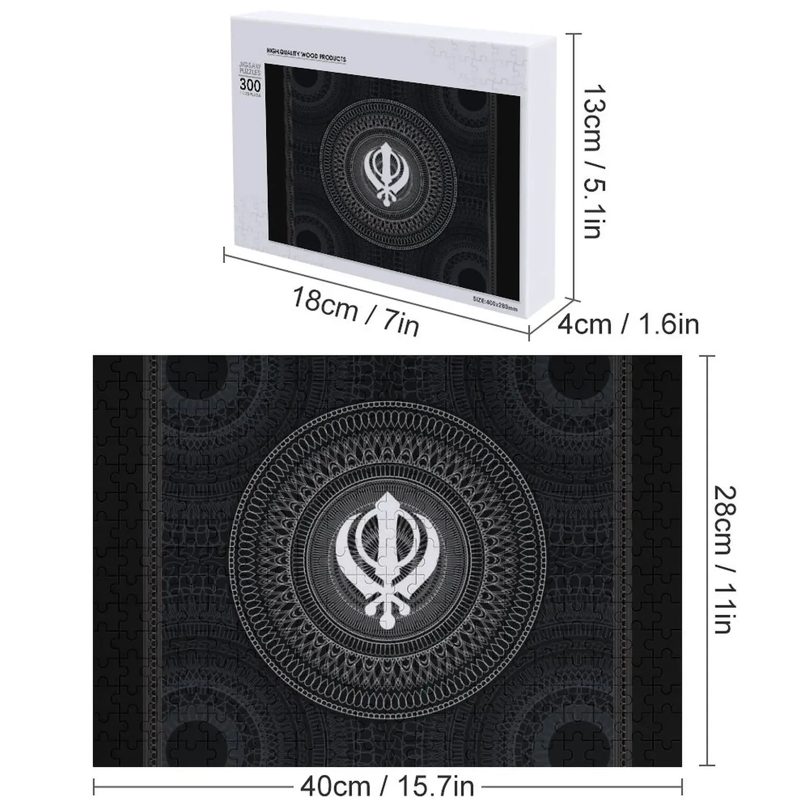 Khanda Mandala (V2) - SimmyGhatt Quebra-cabeça de madeira com nome para adultos Presente de madeira personalizado para crianças Quebra-cabeça