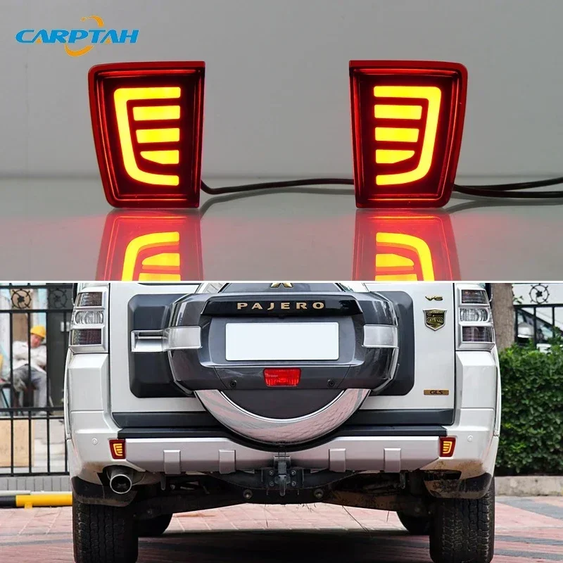 Car LED Rear Bumper Lamps For Mitsubishi Pajero V93 V97 V85 V87 2007 - 2020 Brake Light Turn Signal Backup Reflector Tail Lamps