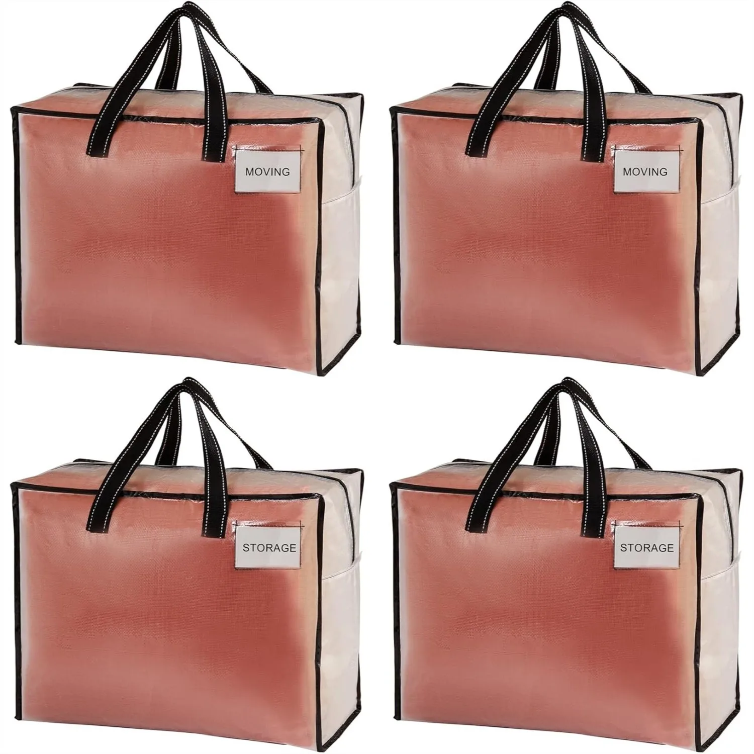

Heavy Duty Moving Bags, Large Storage Totes for Clothes Bedding Camping, 4 Pack Clear