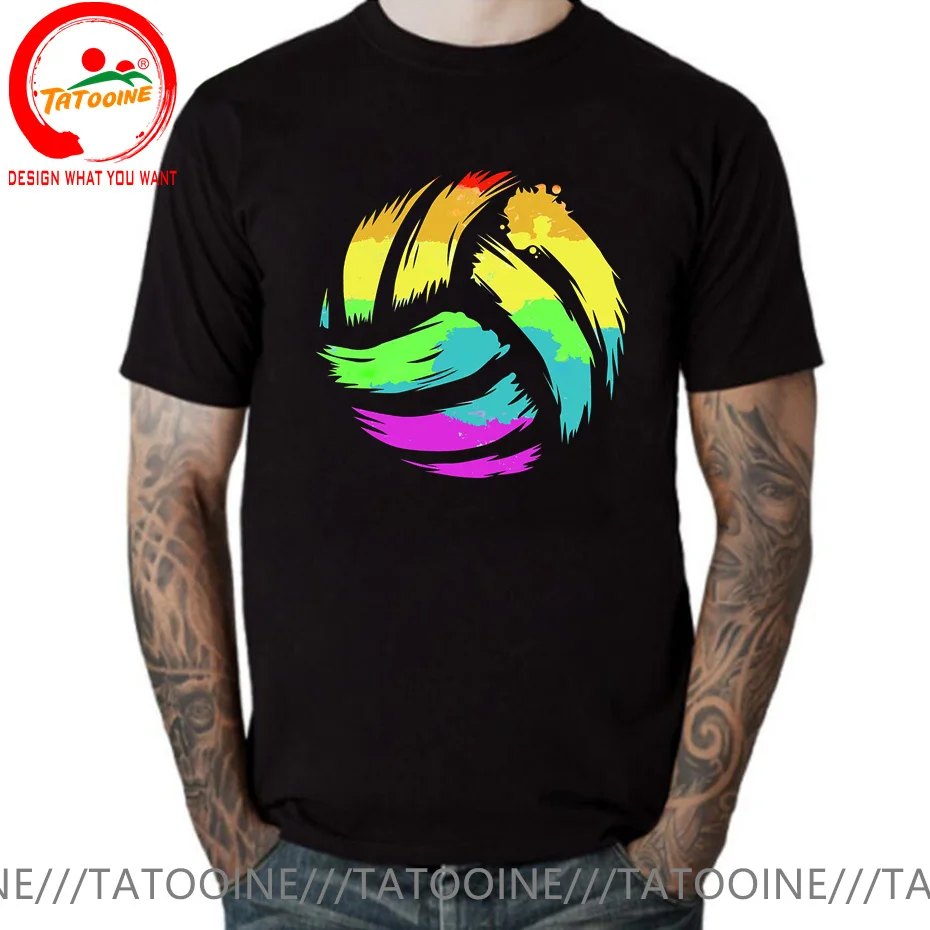 Retro Vintage Colorful Volleyball T Shirt Cute Color Splash Ball Gift Men Women Cotton T-Shirt Graphic Oversized Tshirt Clothing