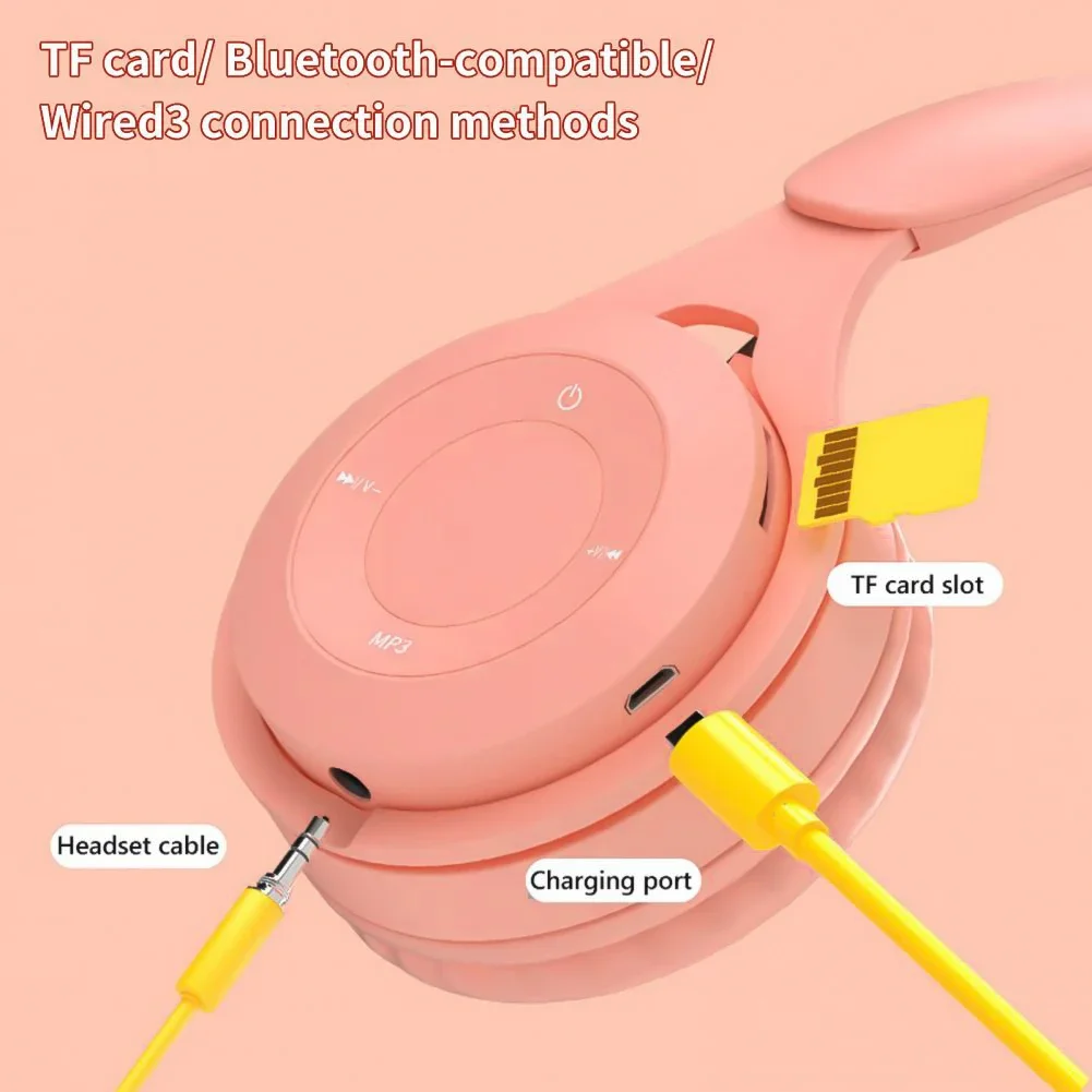 Auriculares Macaron para niños, inalámbricos por Bluetooth, diadema estéreo, auriculares para juegos con micrófono, regalo para chica para tableta móvil