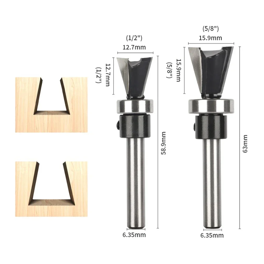 Imagem -06 - Carbide Dovetail Router Bit Grupo Haste Rolamento Inferior Cortadores para Carpintaria Pcs