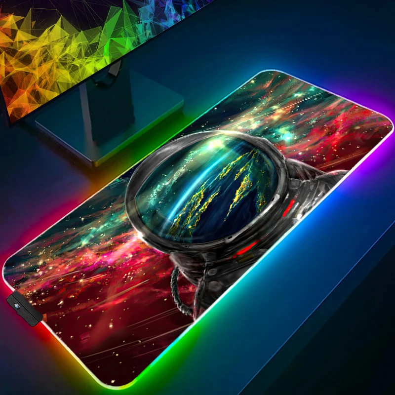 

Mouse Pad Anime Gamer RGB Computer Astronaut Mousepad Gaming Accessories Tablet Varmilo Keyboard Pad LED Space Galaxy Desk Mat