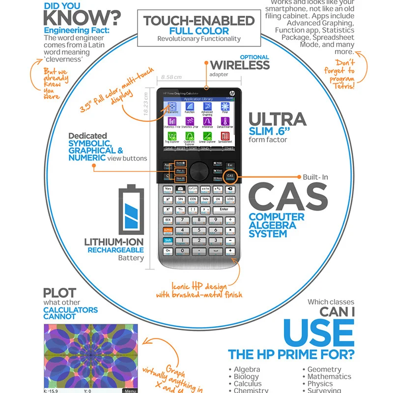 V-1 Prime-calculadora gráfica con pantalla táctil a Color de 3,5 pulgadas, V-2, SAT/AP/IB, suministros para profesores