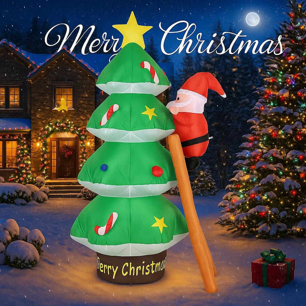 Jouets gonflables de noël de 6,89 pieds, décoration de fête sur pelouse, arbre de noël, échelle de père noël, fournitures LED pour la maison, cadeau d'ornement