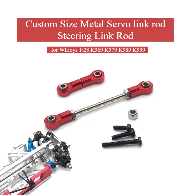 RC Crawler Custom Size Metal Servo link rod Steering Link Rod Upgrade Parts for WLtoys 1/28 K969 K979 K989 K999 RC Car Accessory