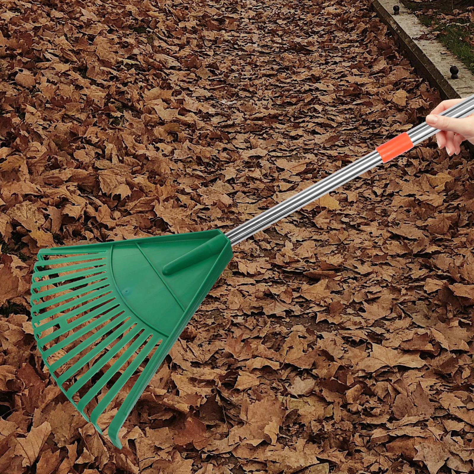 Efficient Leaf Rakes for Lawns Heavy Duty Plastic Rake Garden Tool for Grass Clippings Pine Needles Hand Rake Compact Design