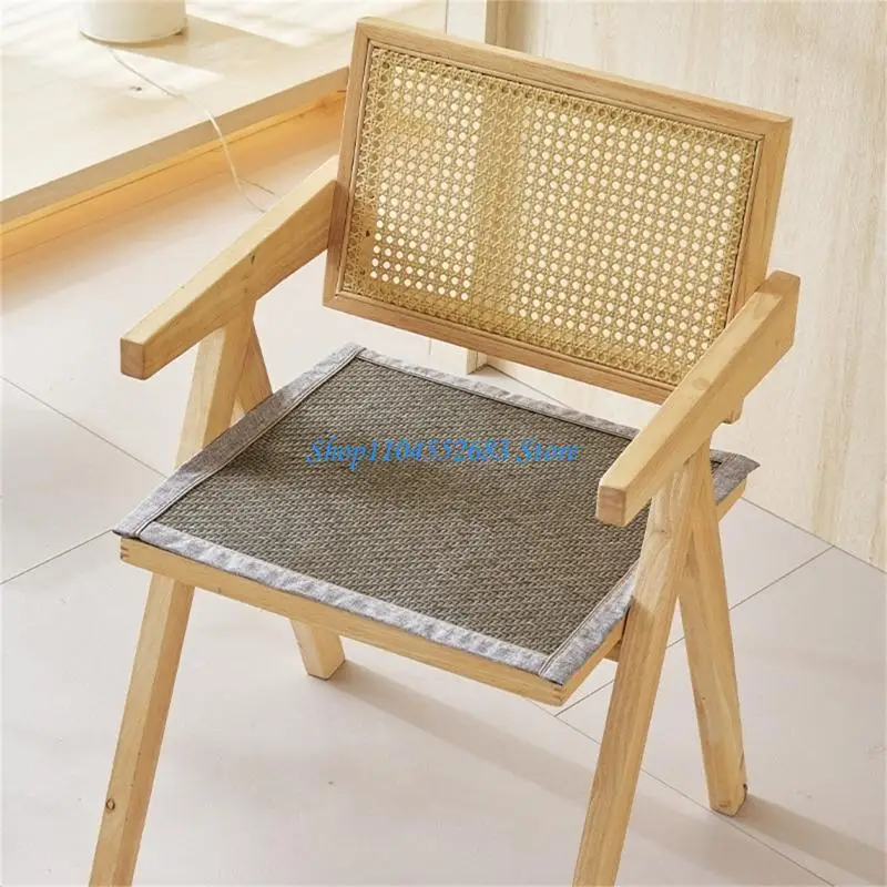 Coolings Bamboos Pad Square Chair Cushion With Nonslip Base For Office Home 