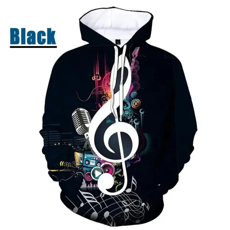 Music Note Graphic Pop Men Hoodies 3D Note Printed Unisex Hooded Sweatshirts Kids Funny Cute Streetwear Pullovers Fashion Hoodie