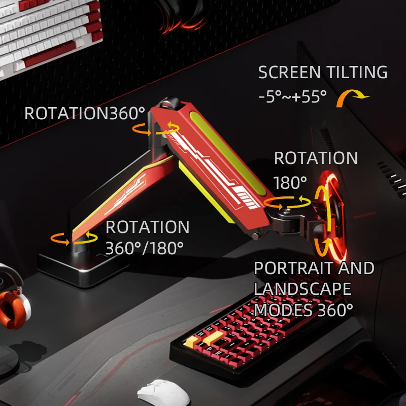 HILLPORT sprężyna gazowa 13-45 "uchwyt do montażu monitora ramię G9 pulpit TV Suporte ergonomiczny stojak na komputer PC organizator Escritorio E9