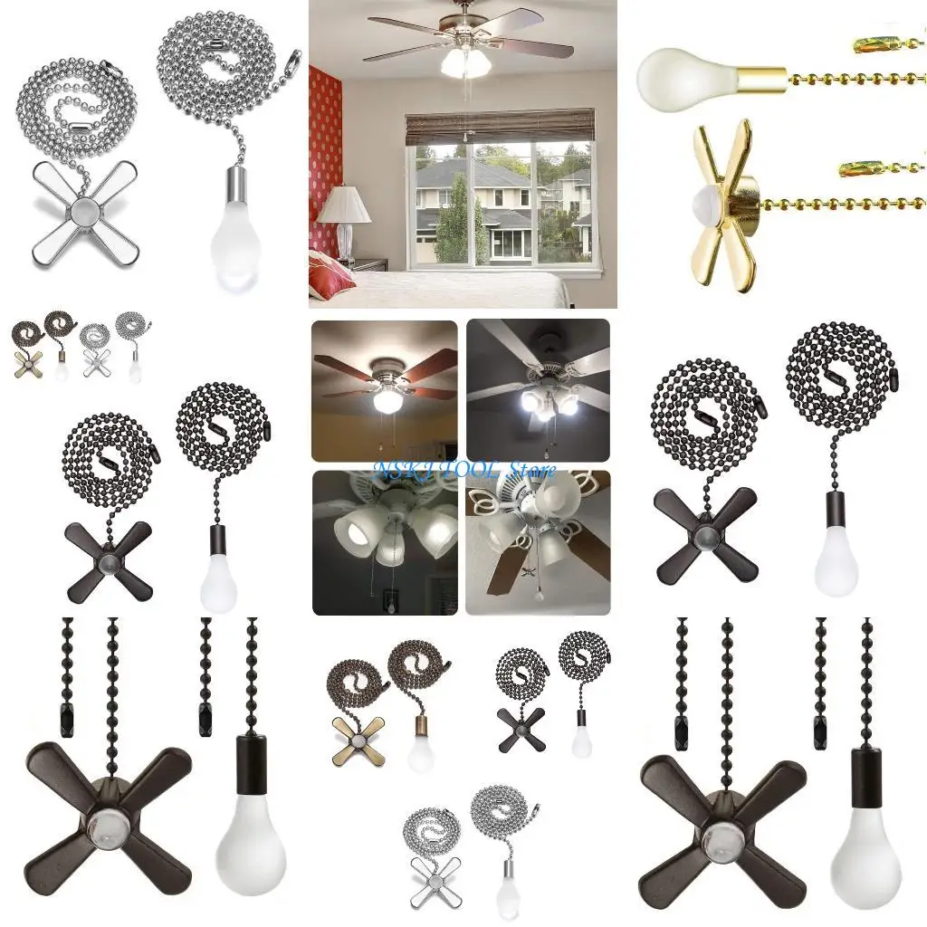 

L8RC Elegant Decorative Ceiling Light and Fan Pull Chain Extensions Hanging Ornaments