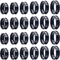 24pcs Stainless Steel Grooved Finger Ring Settings Assorted Wide Grooved Finger Ring Comfort Round Inlay Rings Ring Core Blank