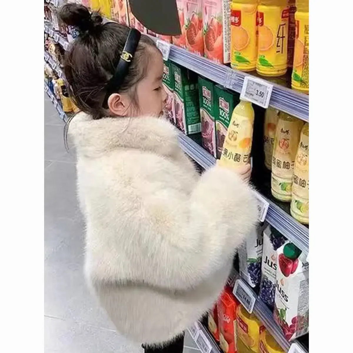 Childrens Winter Coat Girls Fashionable Winter Outfit Korean Gentle Temperament Versatile Warm Fur Coat