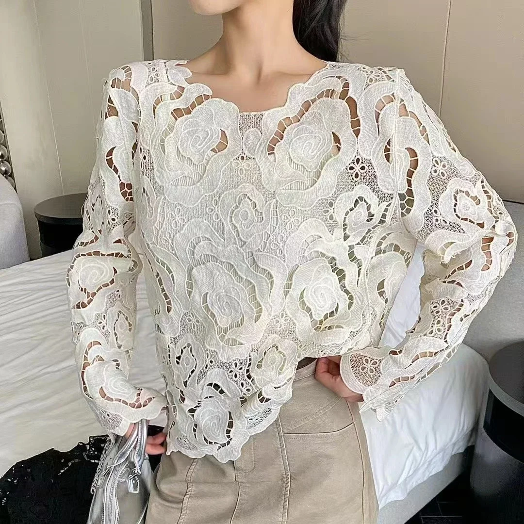 

Весенне-осенние новые пуловеры с круглым вырезом, топы в стиле ретро, блузка с цветочным принтом и длинными рукавами, женская рубашка