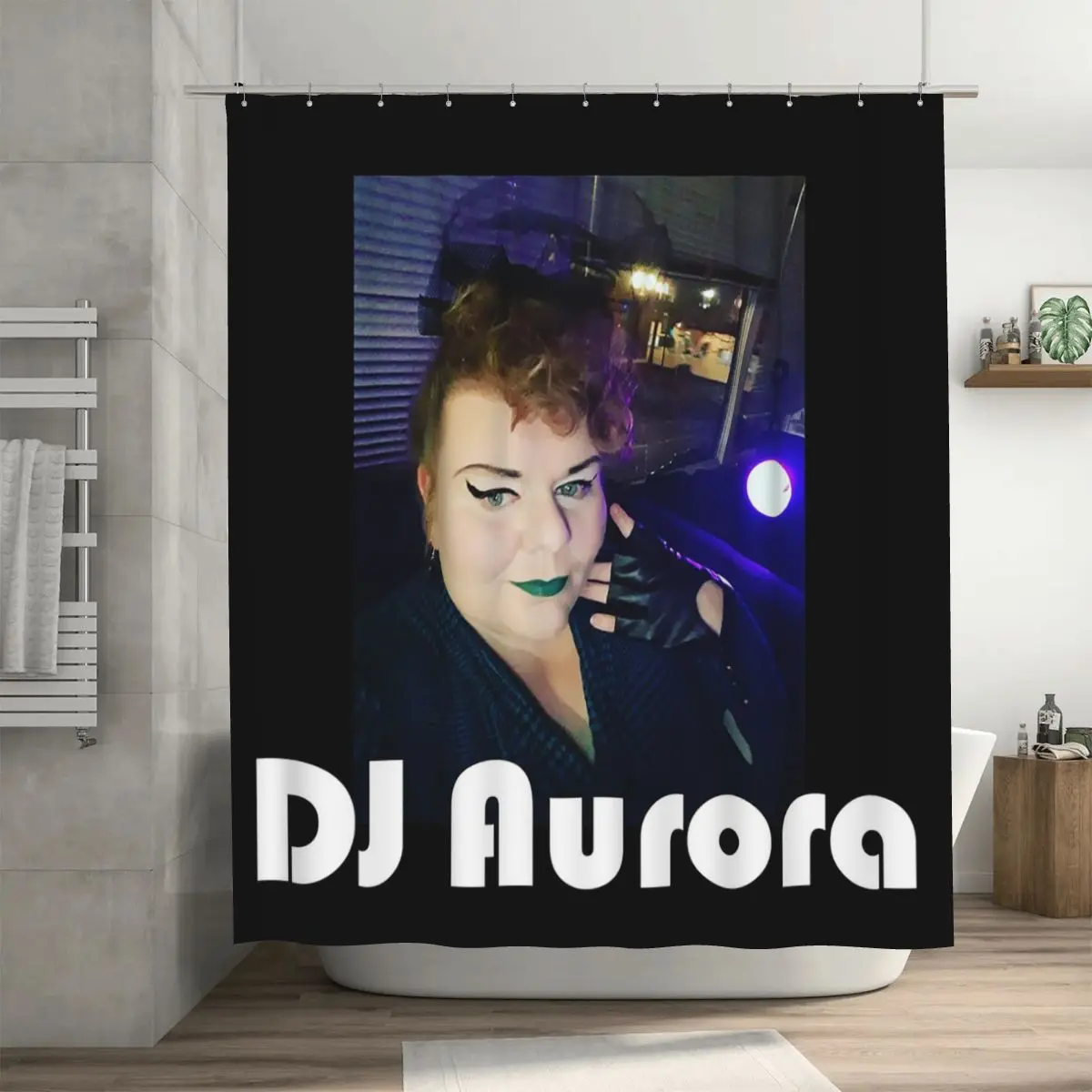 DJ AURORA Version Shower Curtain Bathroom Polyester Waterproof Bath Curtains with Hooks