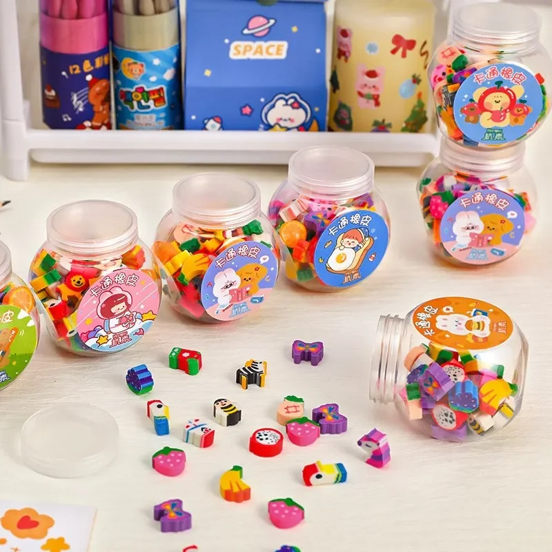 

50 /100Pcs Pencil Eraser Rubber Kawaii Animal Fruits Erasers Primary Student Prizes Promotional Gift Stationery For Kids 2024