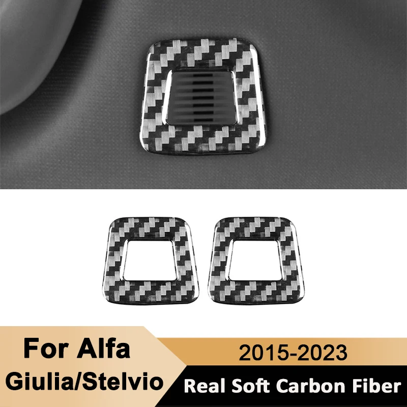 

Carbon Fiber Car Roof Microphone Speaker Panel Trim Frame Interior Decoration Sticker For Alfa Romeo Giulia Stelvio 2015-2023