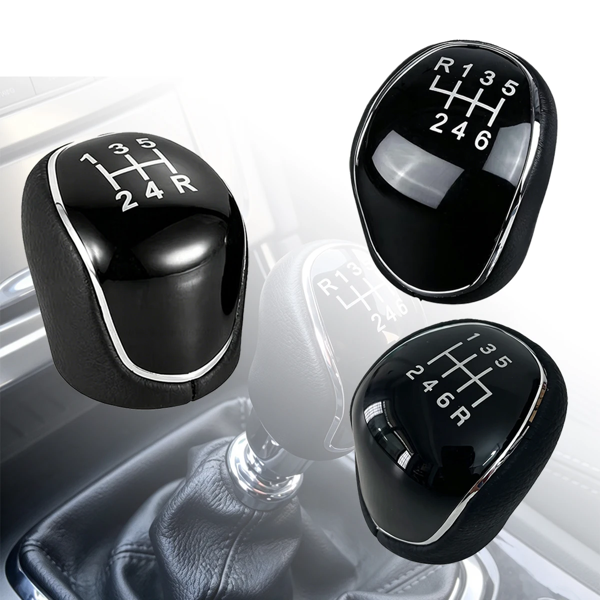 MT 5/6 Speed Gear Shift Knob Leather Shifter Lever Arm Headball For Ford Mondeo Mk4 Focus S-Max C-Max Kuga Galaxy Car Accessory - view 2