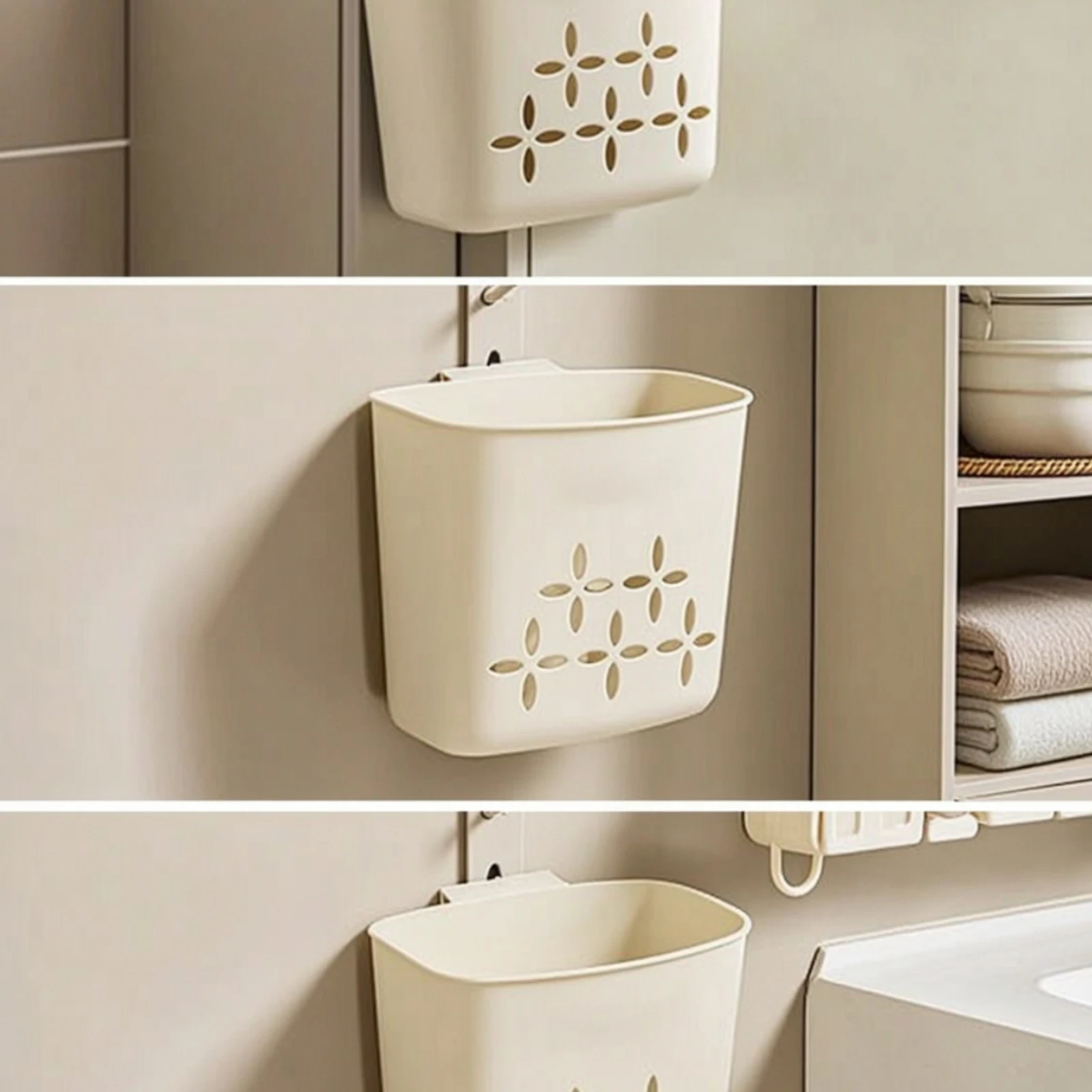 Hanging Storage Basket Plastic Organizer Basket with Hanging Tab Compact Sturdy for Bathroom, Closet