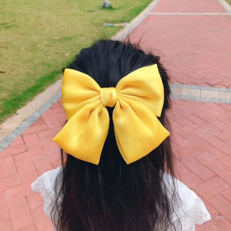 Mode Einfarbig Satin Band Grips Große Große Schleife Haarnadel Für Frauen Mädchen Trendy Haar Clip Nette Haarspange Haar Zubehör – Detail 17