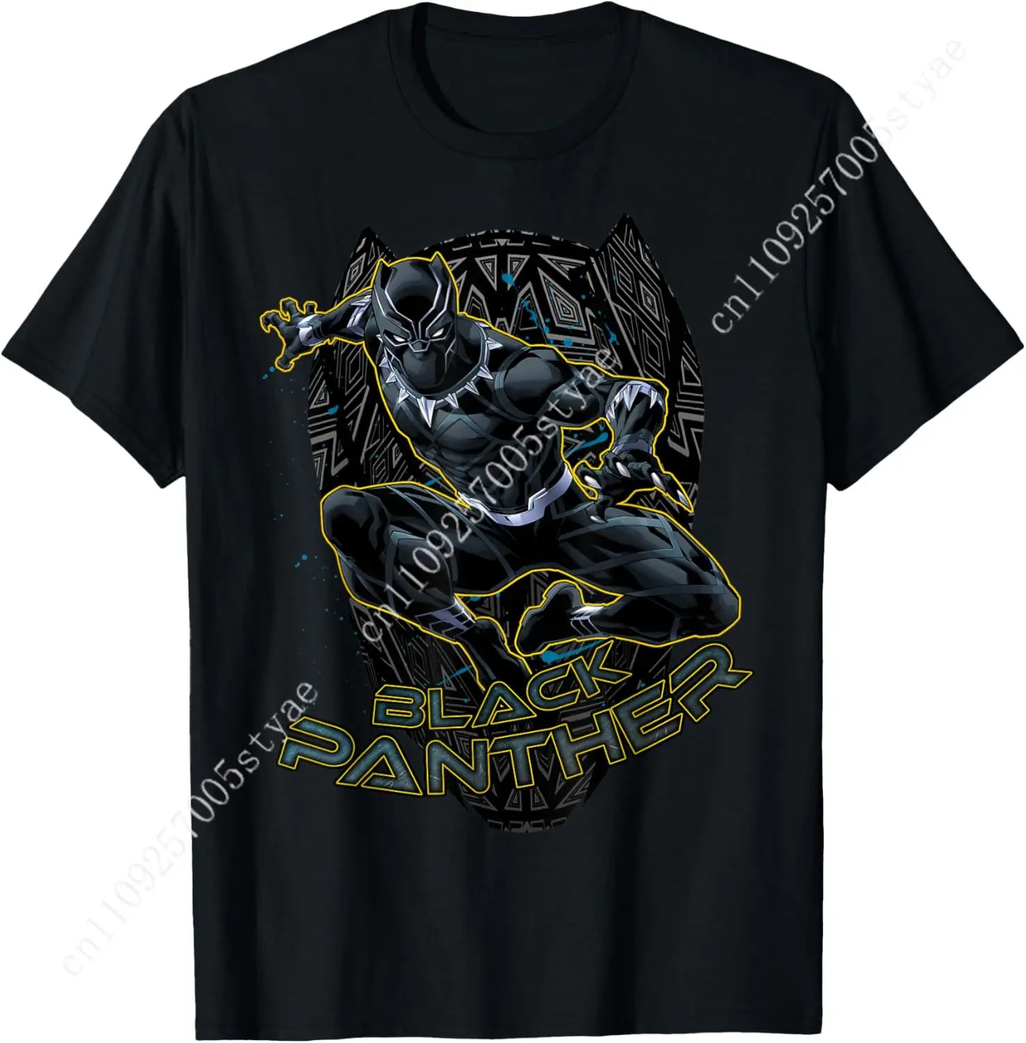 

Marvel Black Panther Gold Trimmed Pounce Graphic T-Shirt T-Shirt Cosplay