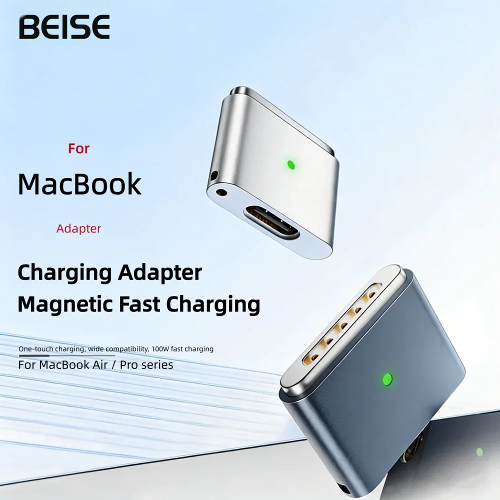 Beise 100W PD Type-C to MagSafe 3 Magnetic Fast Charging Adapter for MacBook Air Pro M1 M2 M3 M4